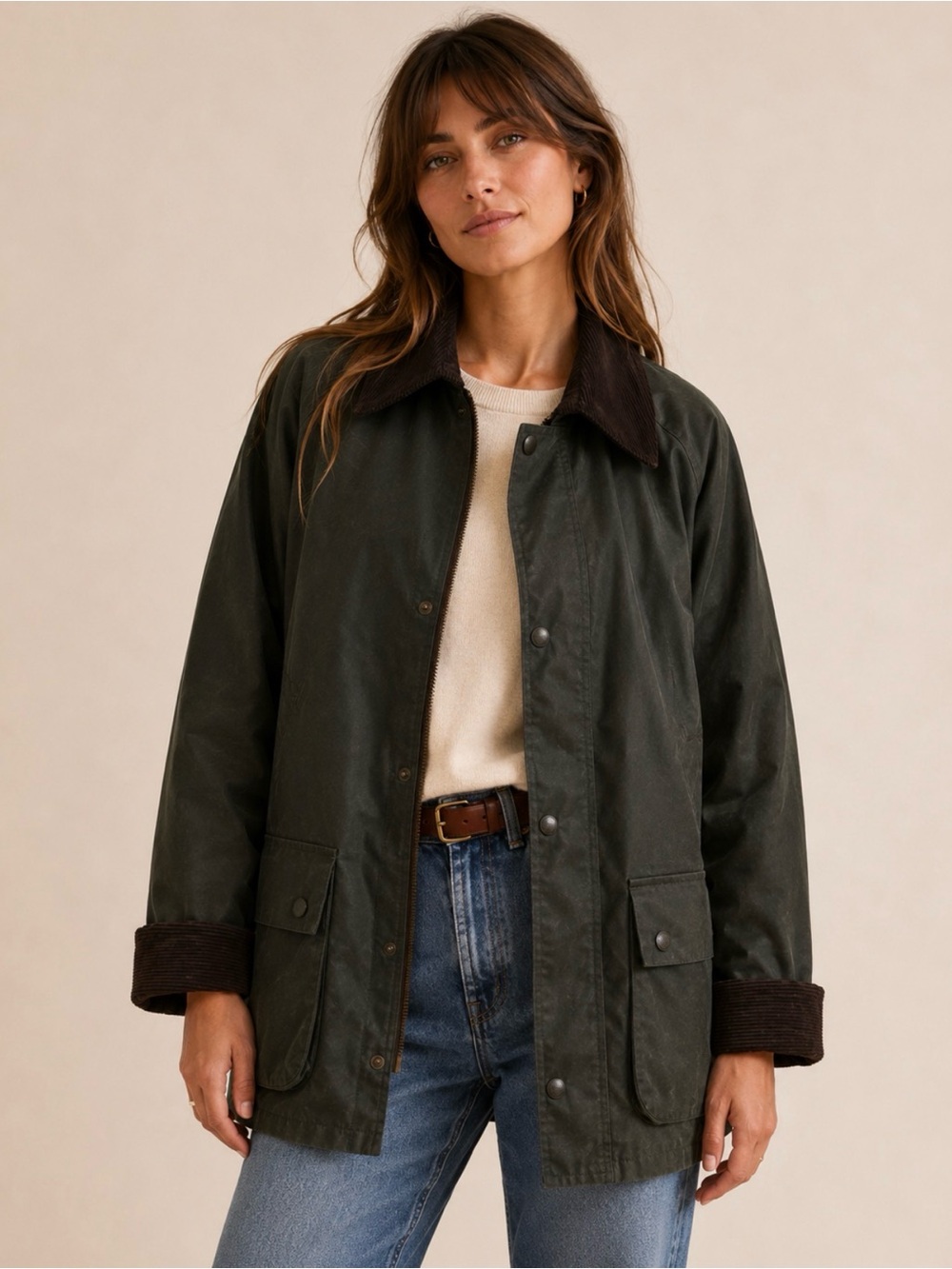 John Partridge England Waxed Cotton Barn Jacket Olive Green Heritage Women’s M